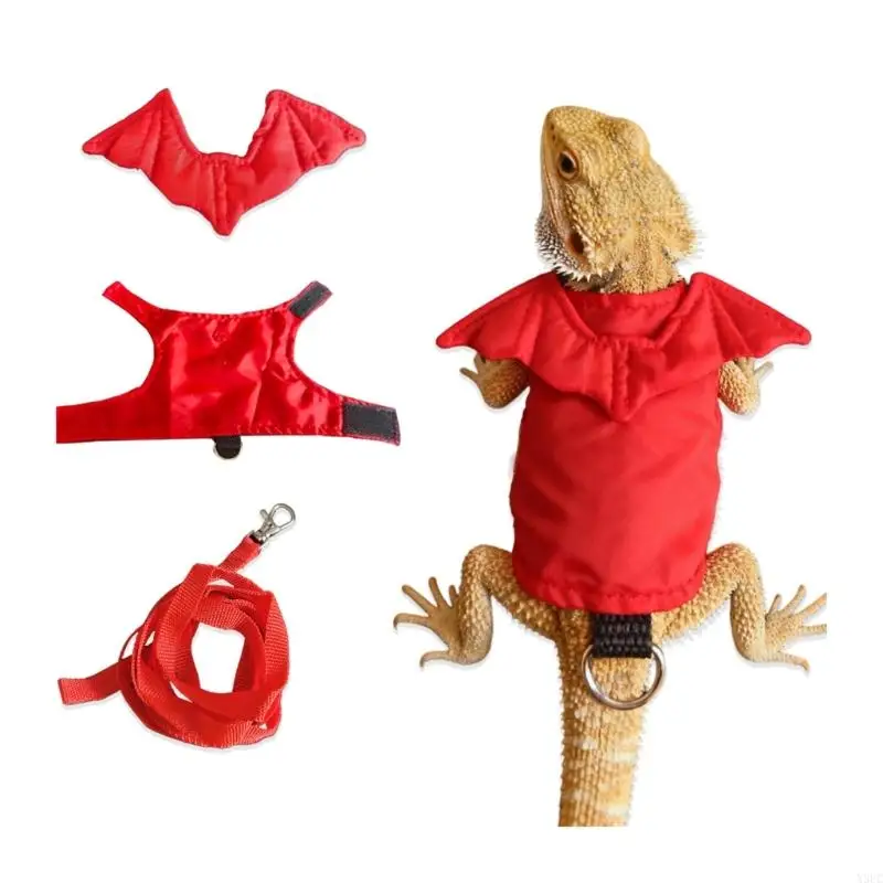 Comfortable Bearded Dragon Clothes Reptiles Harnesses Dinosaurs Costume Outdoor X3UC