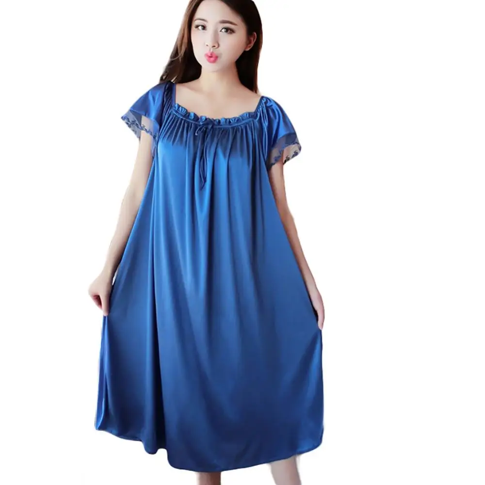 Sexy Women Nightdress Sleepwear Loose Dress Nightwear Summer Deep V Neck Home Clothes