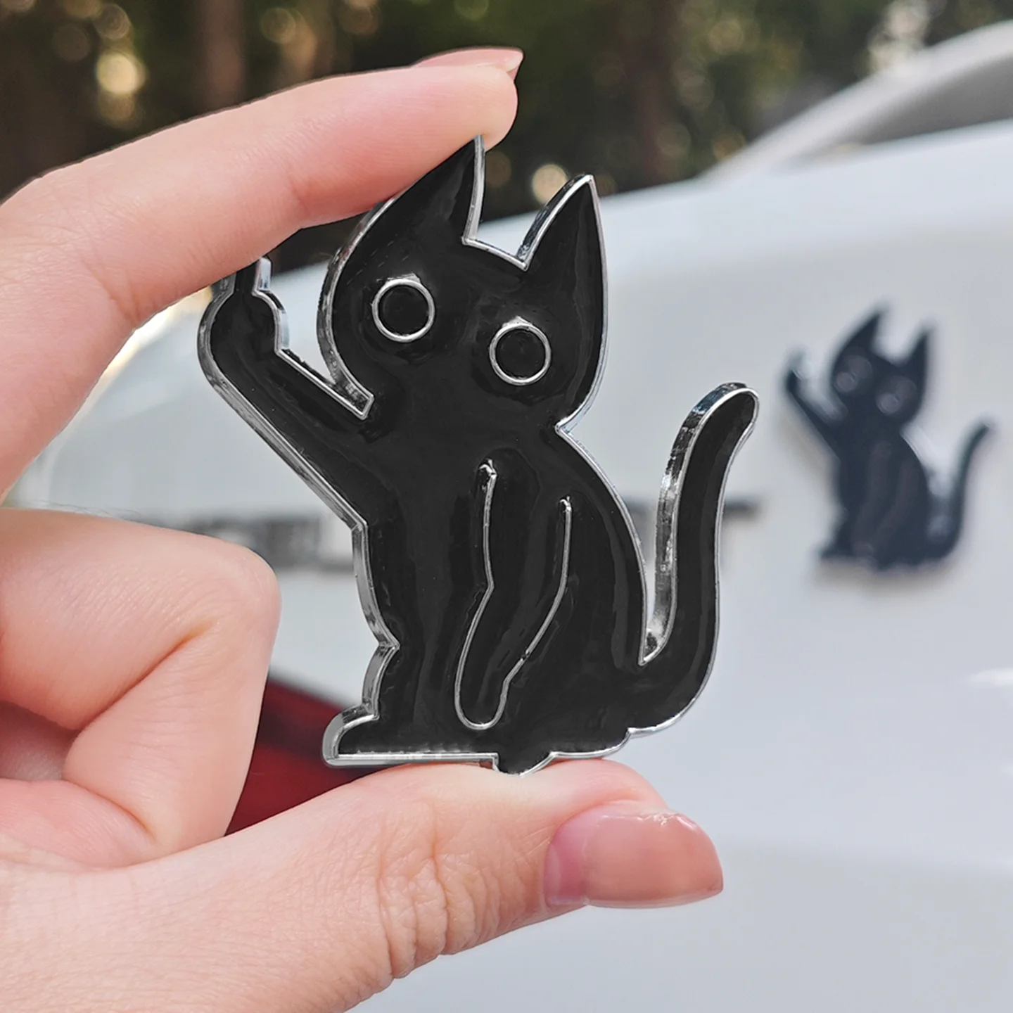 DIYSMART Proud Black Cat Metal Car Sticker, Cute Funny Kitten Decal for Rear Triangle Window & Side Emblem