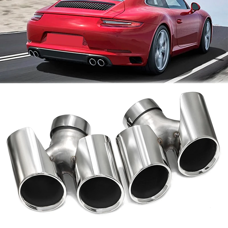 Quad Stainless Steel Exhaust Tips Black Muffler Tip For Porsche 911 Carrera 991.2 NON-PSE 2017 2018 2019 Tailpipe Nozzle