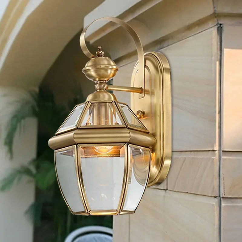 

Outdoor Wall Light Waterproof European Style All Copper Balcony Wall Light Corridor Courtyard Outdoor Lighting Wall Decor