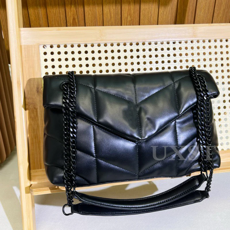 

UXST Double Chain Underarm Bag New Fashion Versatile Summer High Texture Shoulder Bag Large Capacity Soft Leather Messenger Bag