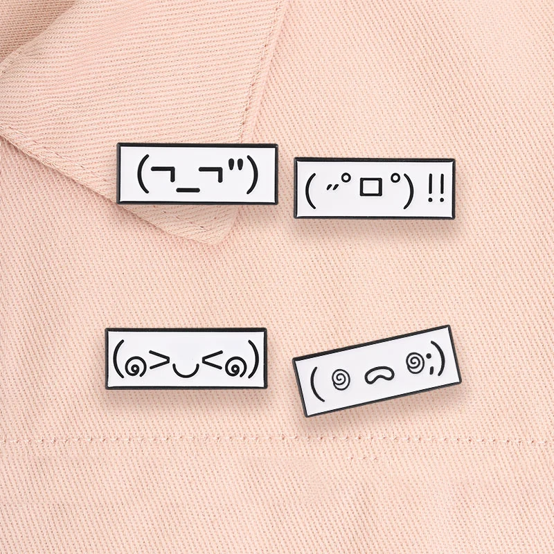 Niedliche japanische Kaomoji Emaille-Pins: Kawaii ASCII-Text-Gesichter, schüchterne, beleidigte, schockierte Stimmungs-Broschen, Anstecknadeln, Schmuckgeschenke – Detail 3