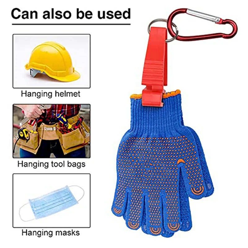 12PCS Multicolor Glove Clips Multifunctional Clamp With Metal Carabiners For Men Safety Construction Worker Guard Labor