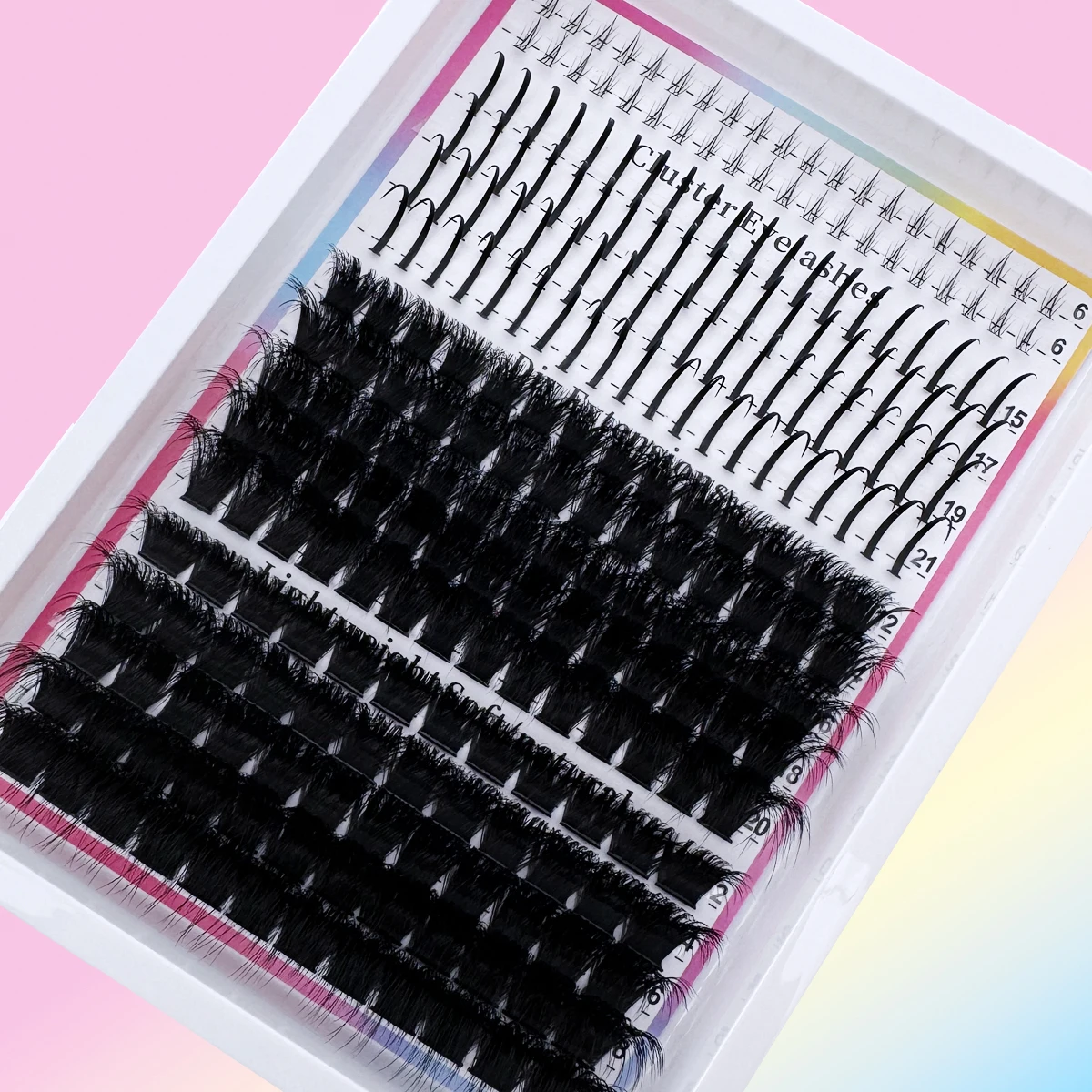 4 Stile Manga Wimpernbüschel, Einzelne Wimpernbüschel mit Spitzen, Spikes + Untere Wimpern + 60D-200D Natürlicher Look, 6-21mm Gemischte Längen – Detail 2