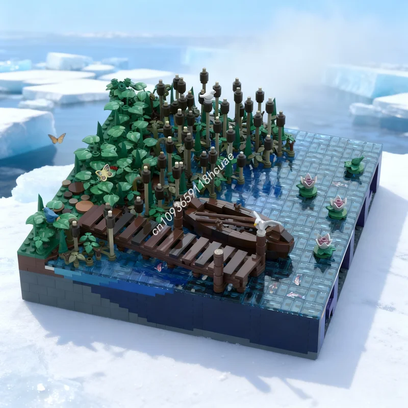 1417pcs MOC Kasteel Hohengeroldseck Lake Reeds Boot Model Bouwstenen Constructie Speelgoed Baksteen Kinderen Kerstcadeaus Verjaardag