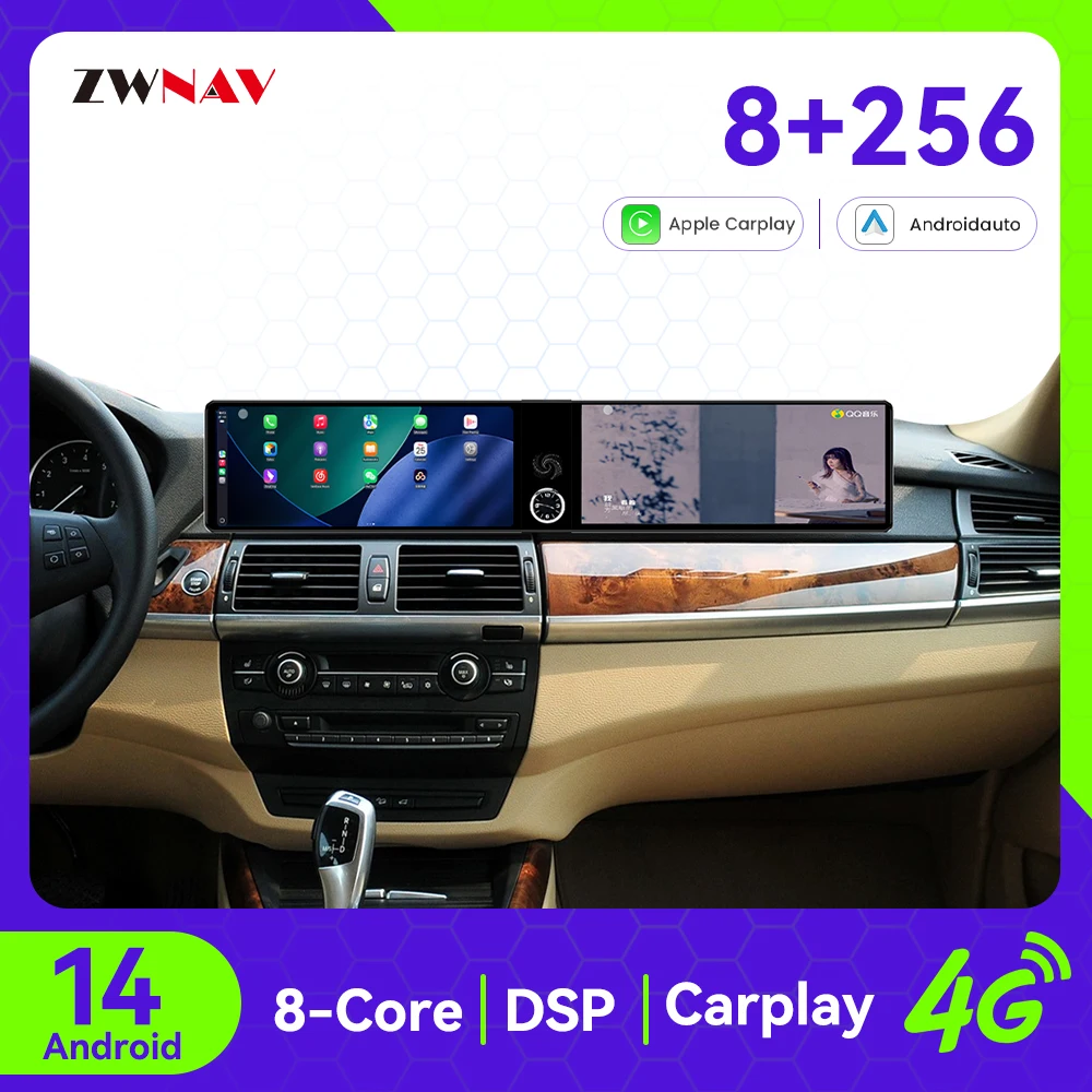 

Автомобильный радиоприемник Android 14 CarPlay с 24,6-дюймовым сенсорным экраном для BMW X5 X6 CCC/CIC 2008-2013, GPS-навигация, мультимедийный плеер Androidauto