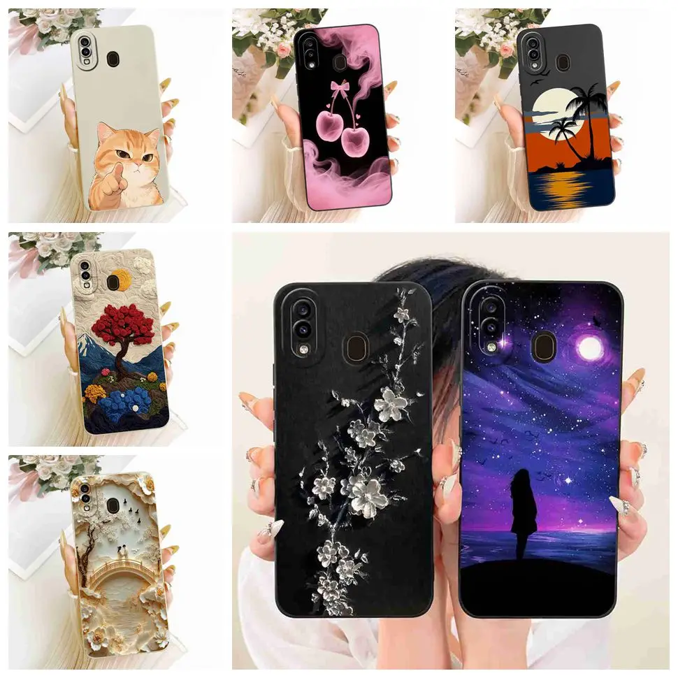 Funda pintada con flores para Samsung Galaxy A20s A20 A20e, fundas de teléfono de lujo para chica, Funda suave para Samsung A20 A 20 s 20e A20s