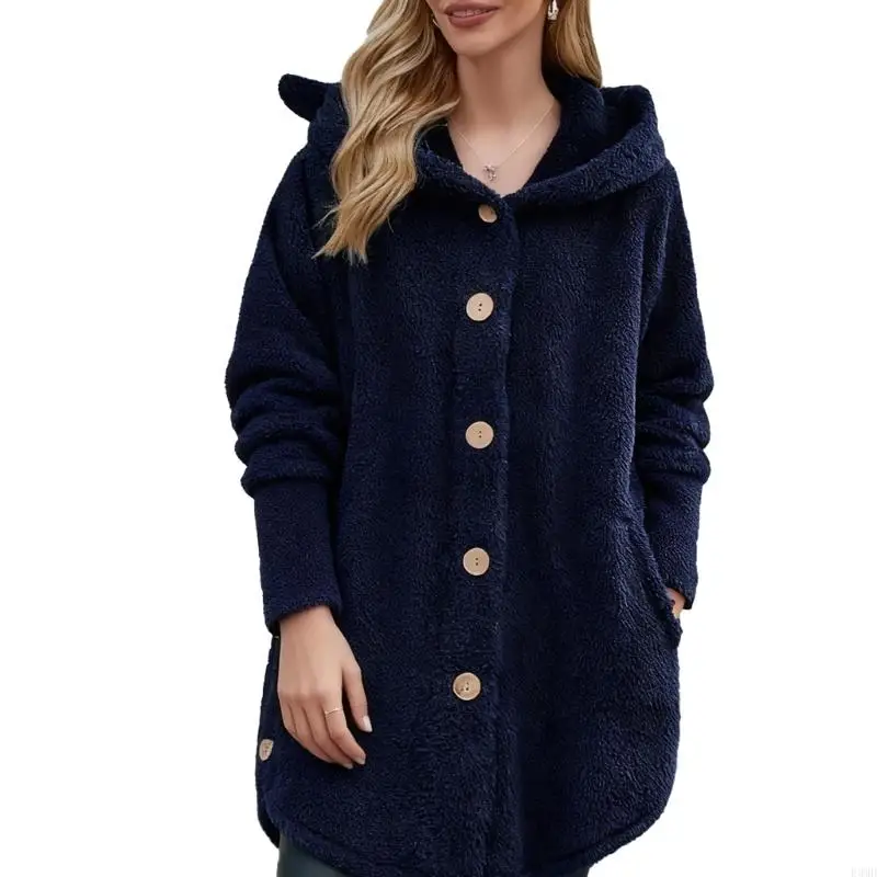 Bộ Đồ Ngủ Hình Dễ Thương, Chăn Lông Sang Trọng, Áo Trùm Đầu, Thiết Kế Nút, Kích Thước Bộ Đồ Ngủ Mềm Mại Và Ấm Áp F3MD