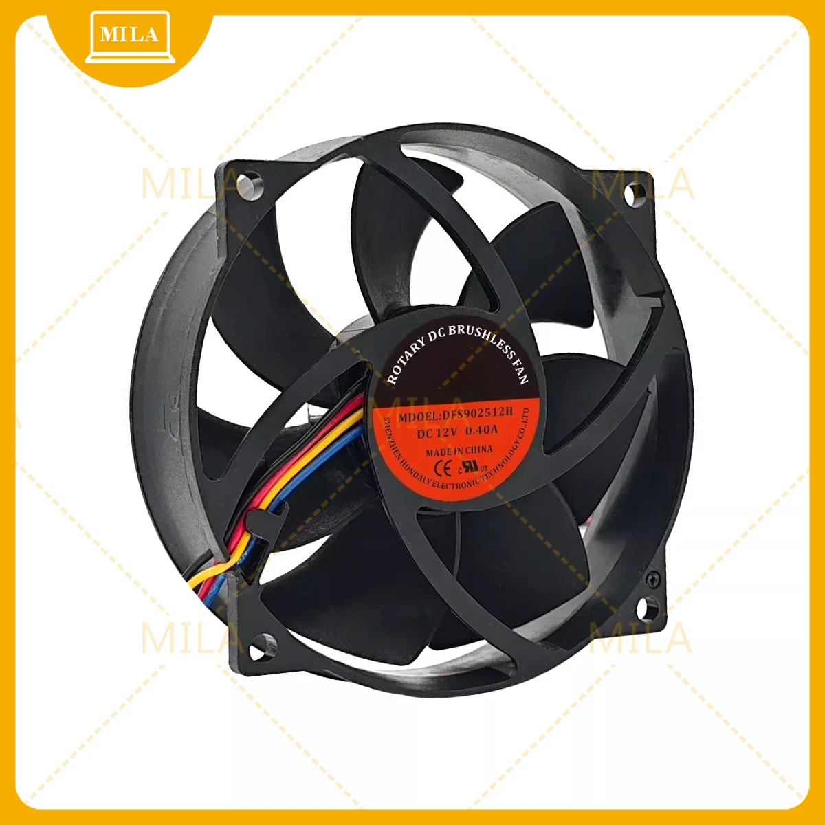 New For HONDALY DFS902512H 12V 0.40A 4 Wire High Speed Cooling Fan Full Round 9025
