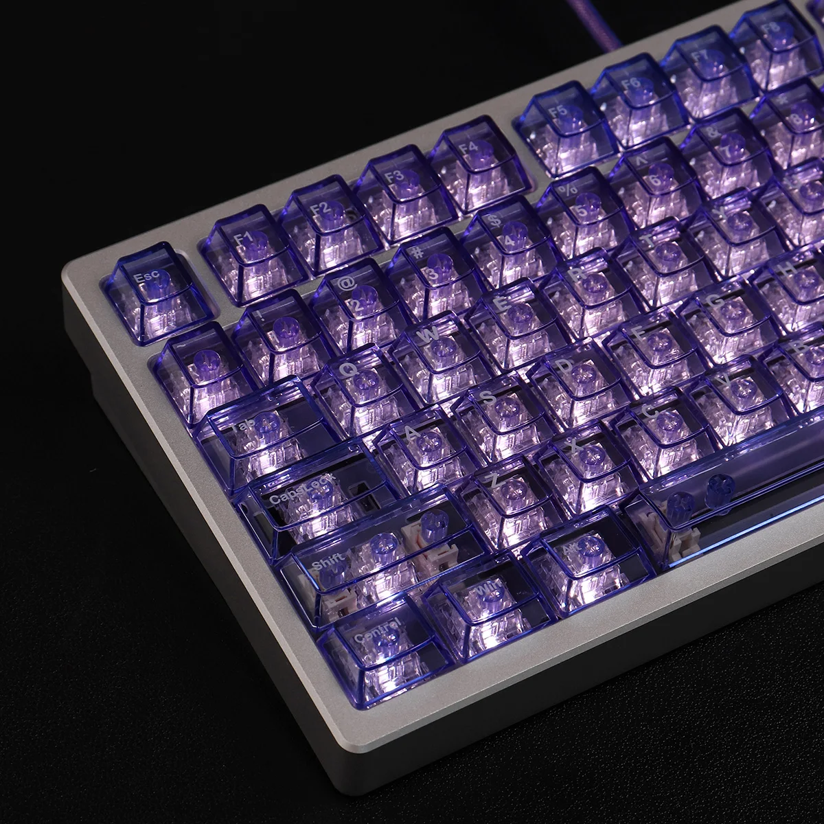 156 Keys Crystal Purple Transparent Keycaps for MX Switch Mechanical Gaming Keyboard Cherry Profile PC Material Keycap Set