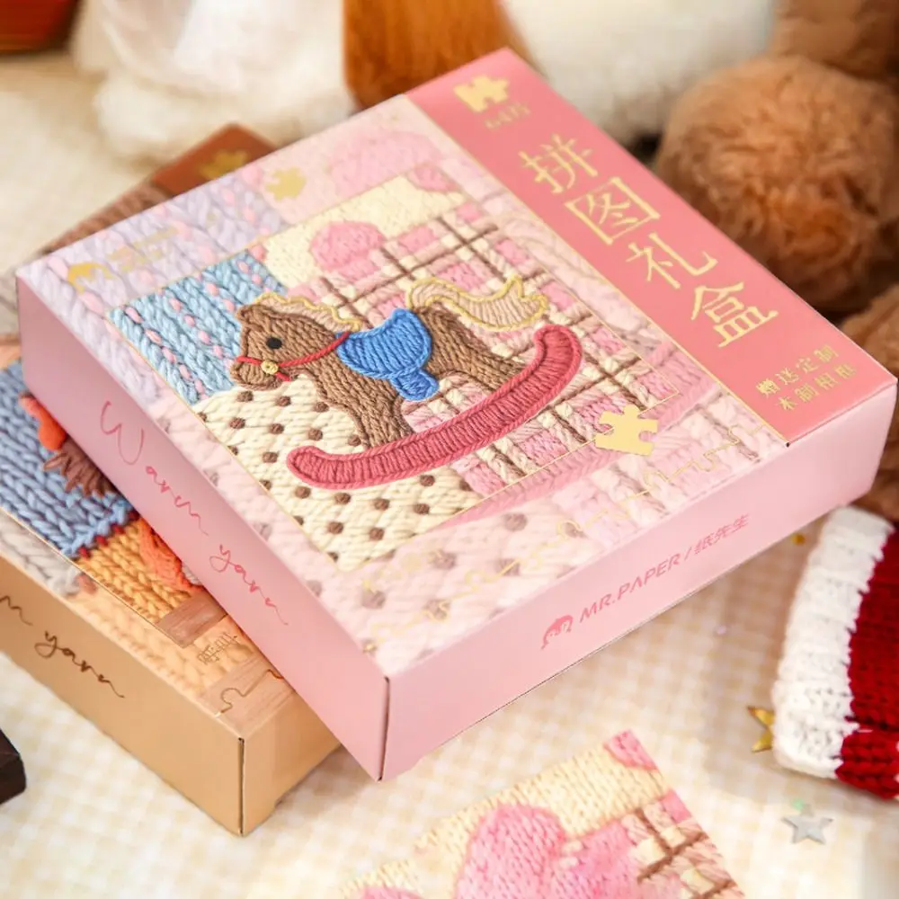 

Creative 5 Inch Warm Yarn Puzzle Gift Box with Frame Cat Jigsaw Puzzle Horse 64 Pieces Puzzle Ornaments for Beginner