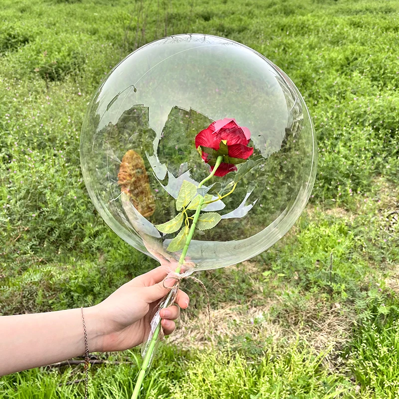 3/5pcs 22/30inch Transparent Bobo Balloons Valentines Flower Gift Packaging Wide Neck Bubble Ballon Wedding Birthday Party Decor