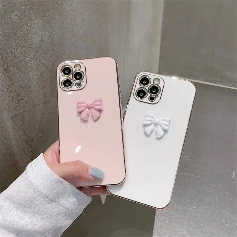 Fashion 3D Diamond Bow Tie Female Soft Case For Samsung Galaxy A54 A34 A24 A14 A13 A23 A33 A53 A73 5G A72 A52 A32 A22 A12 Funda