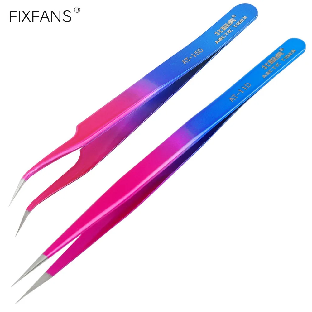 Precision Electronics Tweezers Anti-static Stainless Steel Curved Tweezers with Fine Point Tip for Eyelash Extension Hobby Craft