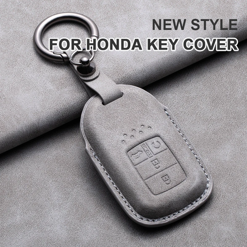 Leather Car Remote Key Case Cover Holder Shell Keychain For Honda Vezel City Civic Jazz BRV BR-V HRV Accord XRV URV Fit Freed