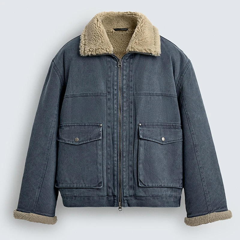 

Новая модная зимняя куртка-карго 2026 года с высококачественным меховым воротником, утепленная флисом и хлопком