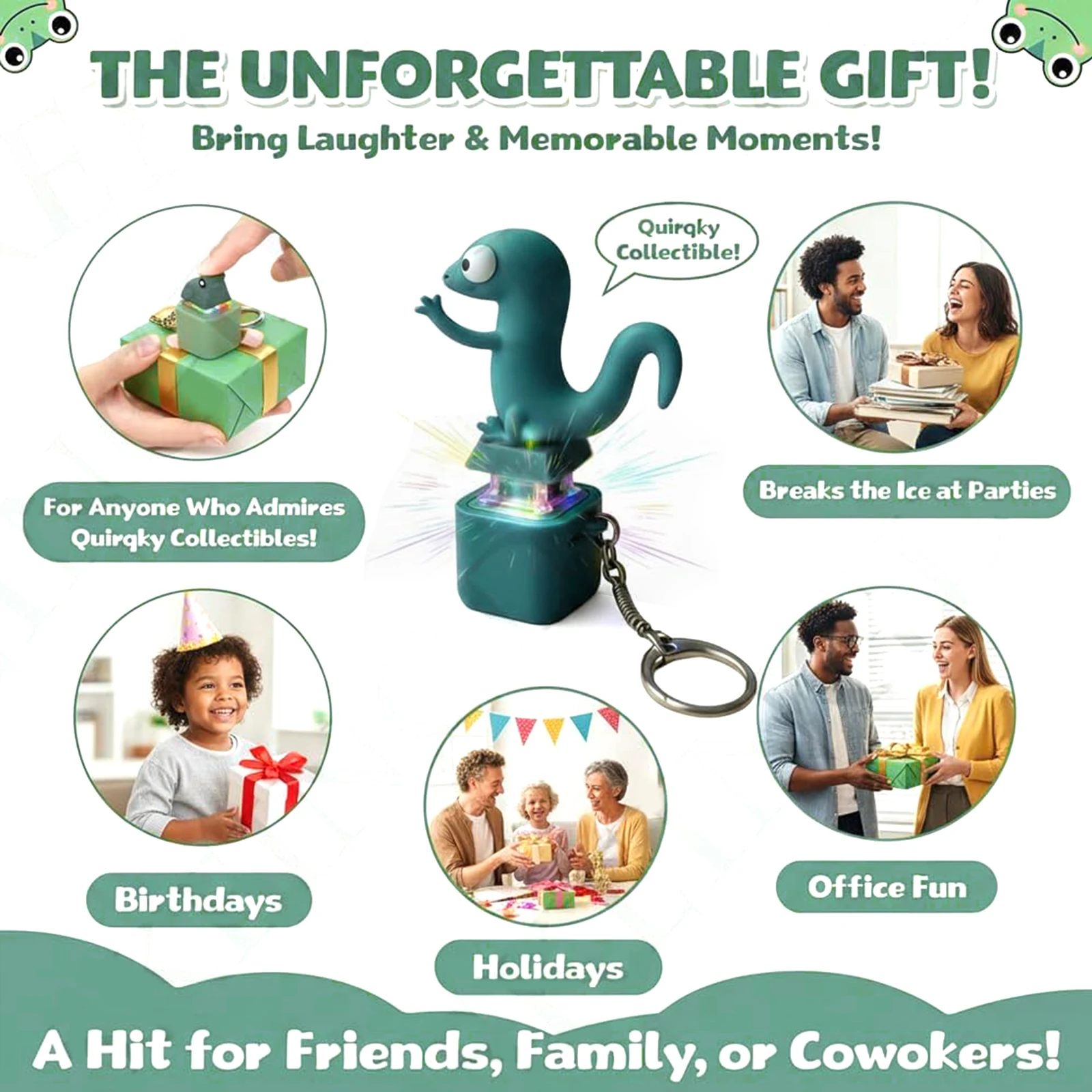 도마뱀 키체인 소리나는 피젯 장난감, 화려한 조명, 재미있는 스트레스 해소 키체인 피젯 키링 장난감 (성인, 청소년, 어린이용)