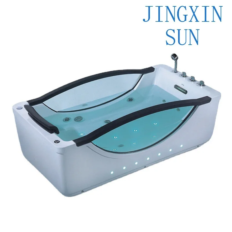 Deepened water level freestanding Jacuzzi, double-sided glass-width surfing deluxe tub