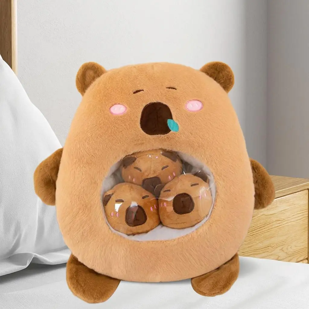 Juguete de peluche de capibara con muñeca pequeña, decoración del hogar, muñeco de capibara de peluche para regalos