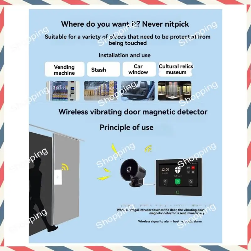 M20K 3Pcs 433Mhz Wireless Vibration Glass Break Detector Adjustable Sensitivity Compatible Withalarm Systems A