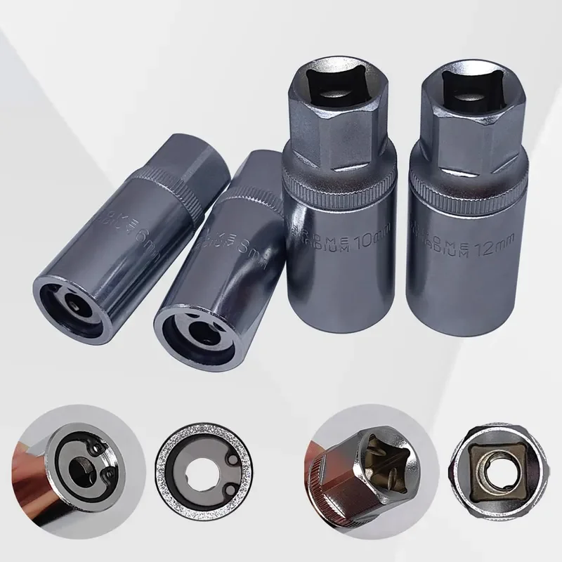 for 4-Piece Set 1/2 Double Head Bolt Thread Screw Headless Broken Sliding Tooth Disassembly Socket Extractor Removal Tool Kit view 2