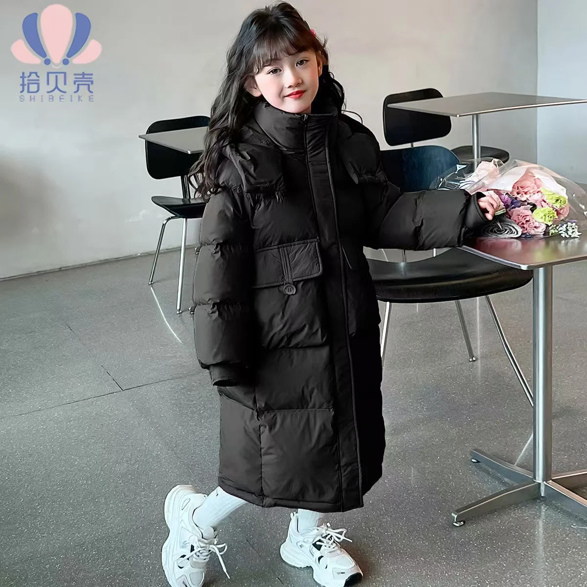 Girls' Winter Long Down Jacket 2025 New Style Children's Western Cotton Jacket Medium and Large Children's Thick Coat