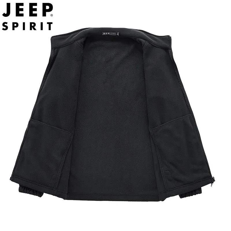 JEEP SPIRIT men outdoor jacket fleece jacket thickened autumn and winter sports windproof fleece liner cardigan clothes