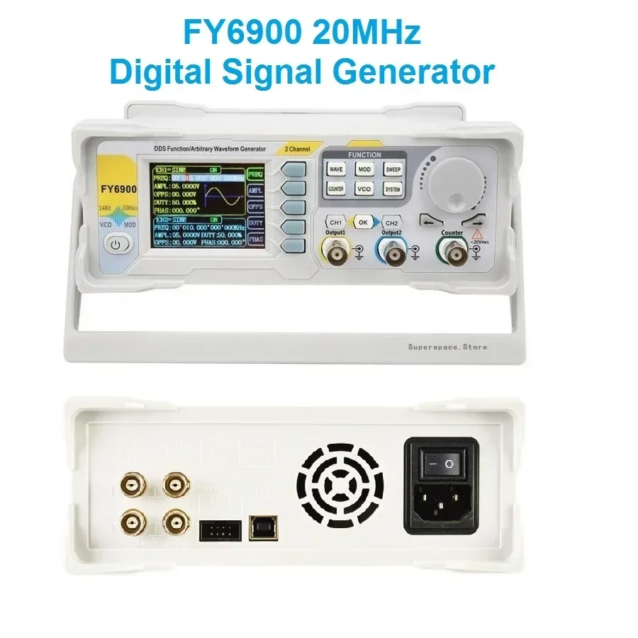 For FY6900  Sine 0-20MHz Digital Signal Generator Sine Wave 2.4Inch TFT Screen Digital Signal Sourece Meter With EU UK Plug Lcd