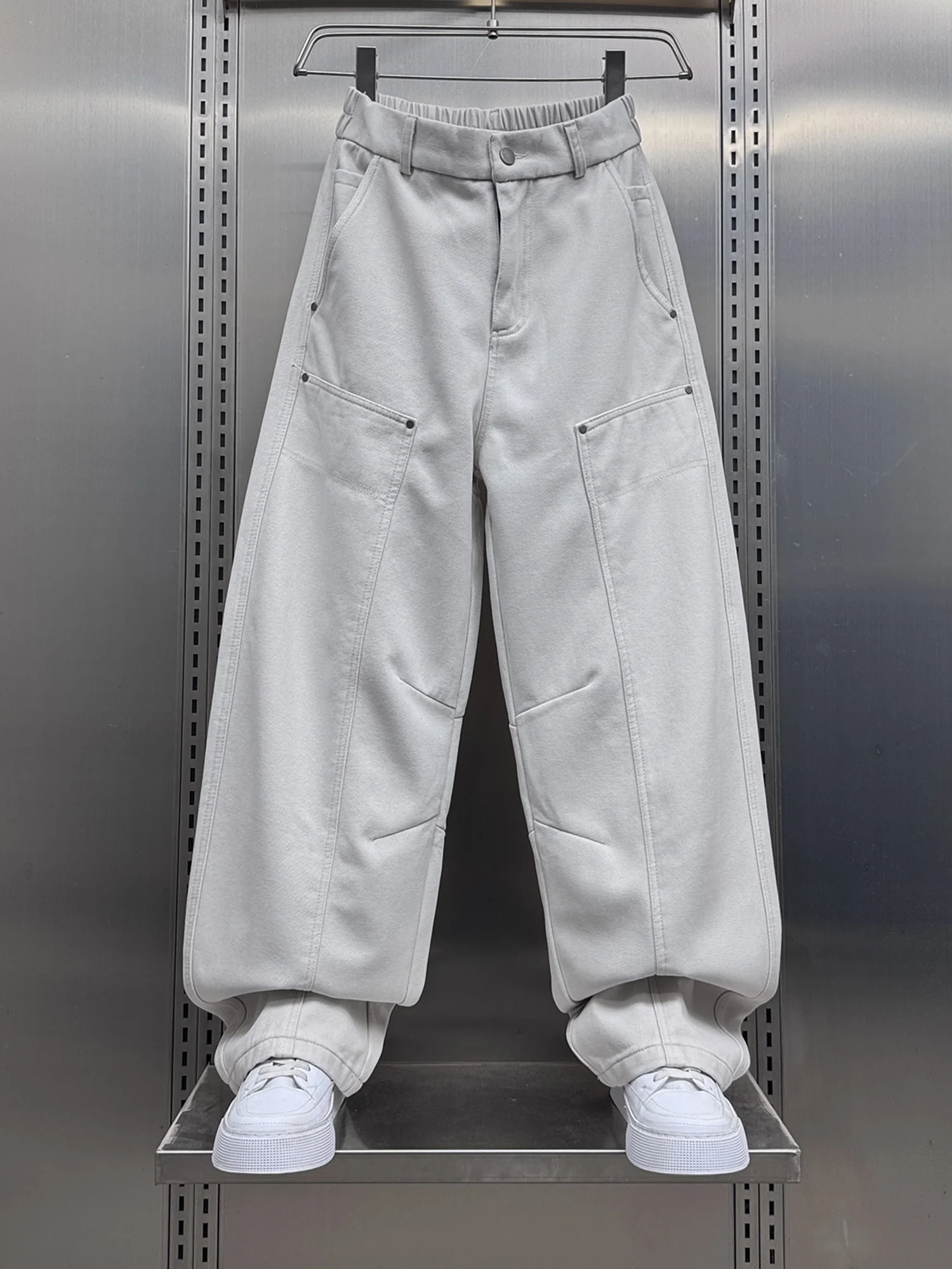 

Мужские повседневные спортивные брюки свободного кроя с прямыми штанинами, осенне-зимние, плотные, в американском уличном стиле