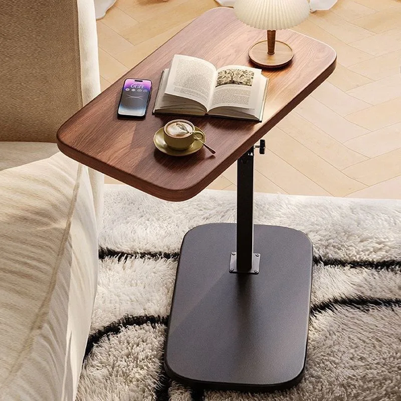Table de chevet en forme de C réglable en hauteur, bureau portable pour ordinateur portable, base en métal robuste, table d'appoint pour canapé, pour la lecture, le travail, le café, le rangement de collations, utilisation dans la chambre à coucher, le salon