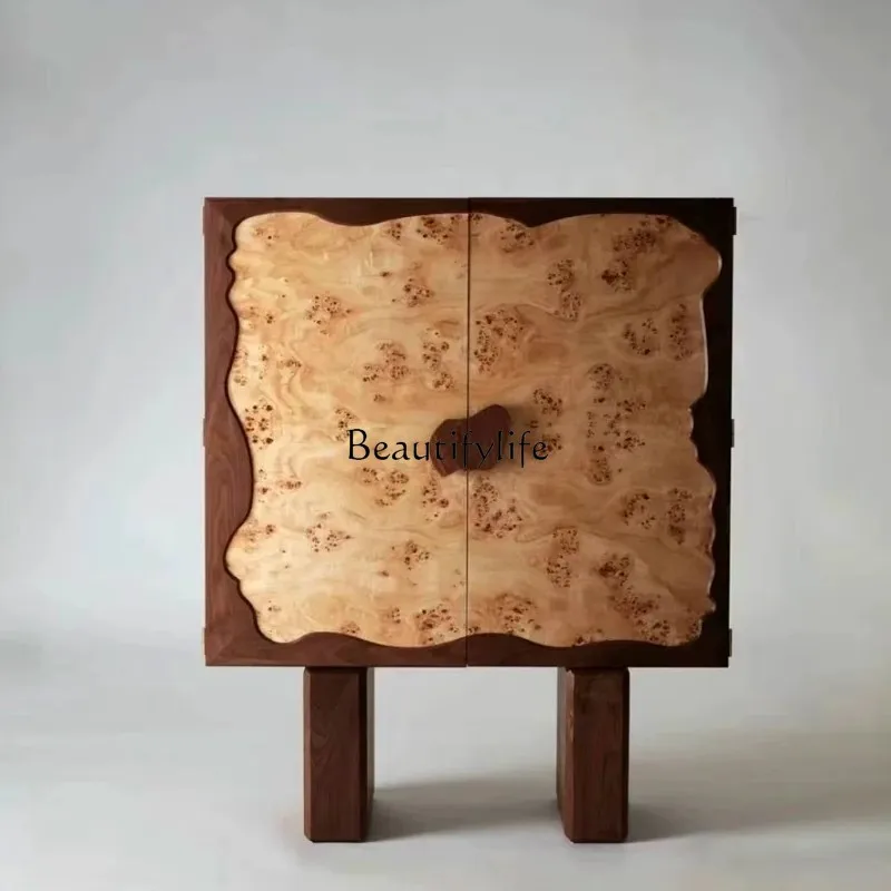 

Medieval solid wood small apartment living room, entrance cabinet, retro foyer decorative storage cabinet