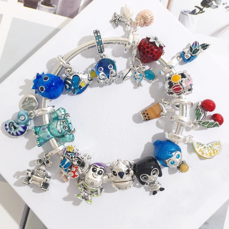 2024 new charm disney pure silver 925 Stitch Beads Suitable for pandora original 925 silver charm bracelet Jewelry gift