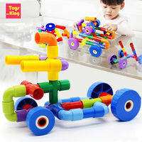 DIY Water Pipe Building Blocks Toys Kid Marble Run 3D Montessori Colorful Education Toy Assembling Parent-child Birthday Gift