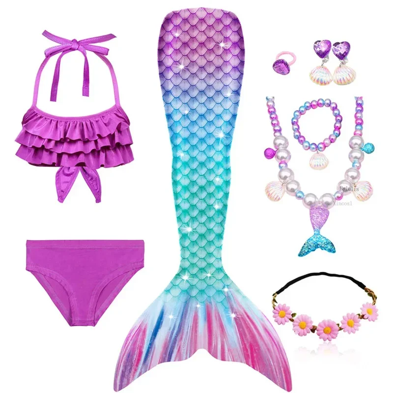 Meisjes Zeemeerminstaarten Voor Zwemmen Halloween Cosplay Kostuum Strand Zwembad Kleding Kind Zeemeermin Badpak Kinderen Swimmable Kostuum Fi E
