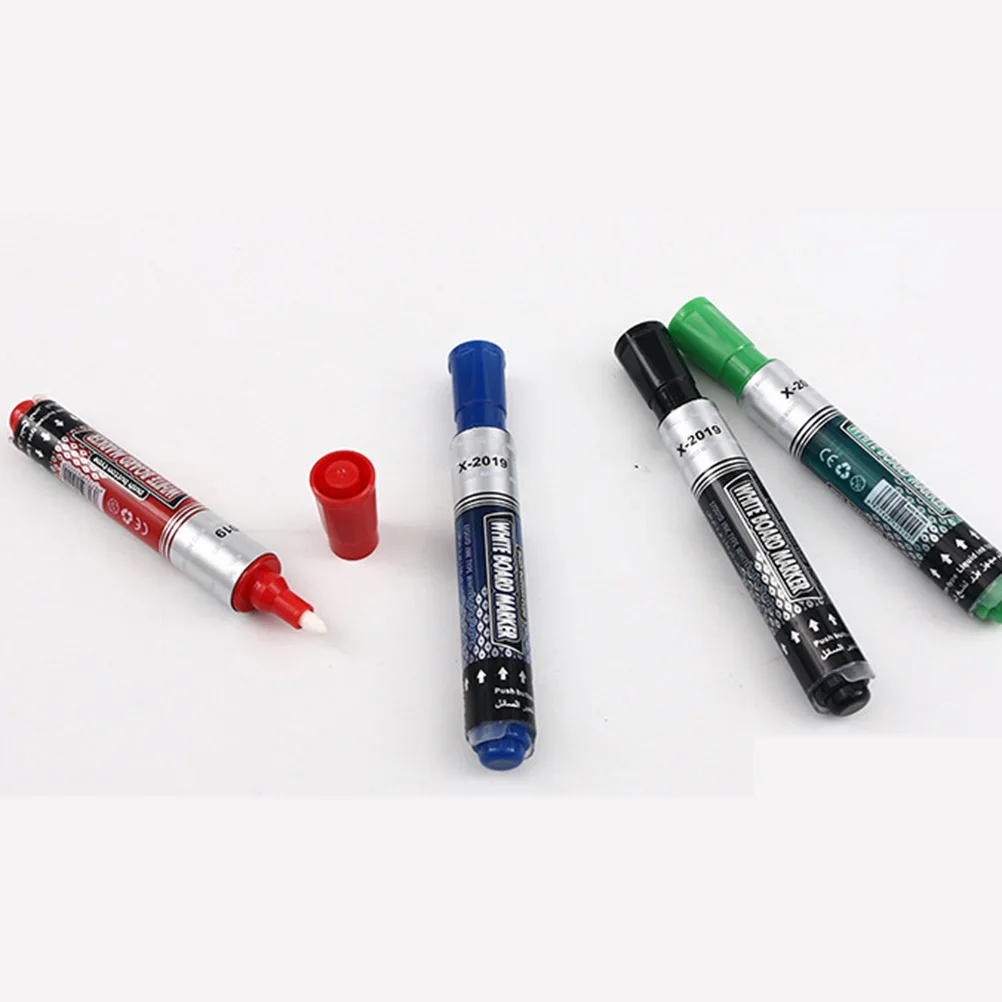 

8Pcs Press Whiteboard Markers Waterproof Smooth Writing Pens Black Red Blue Green Perfect for DIY Personalizing Gifts