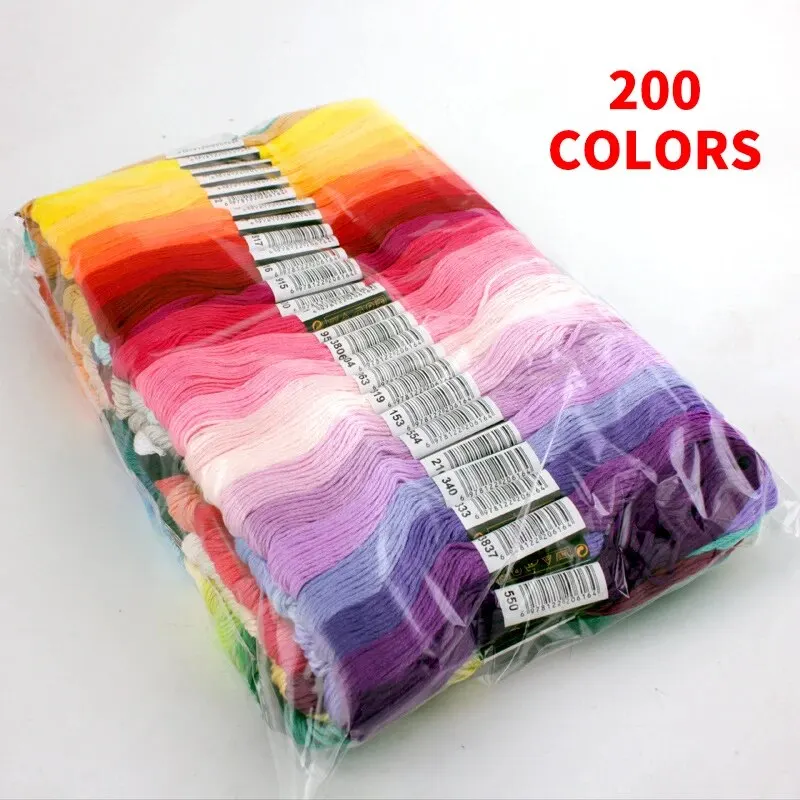 Cross Stitch Thread Fixed Color 200 Colors, Hand Woven Embroidery Thread, Each 7.8-8 Meters, 6 Strands