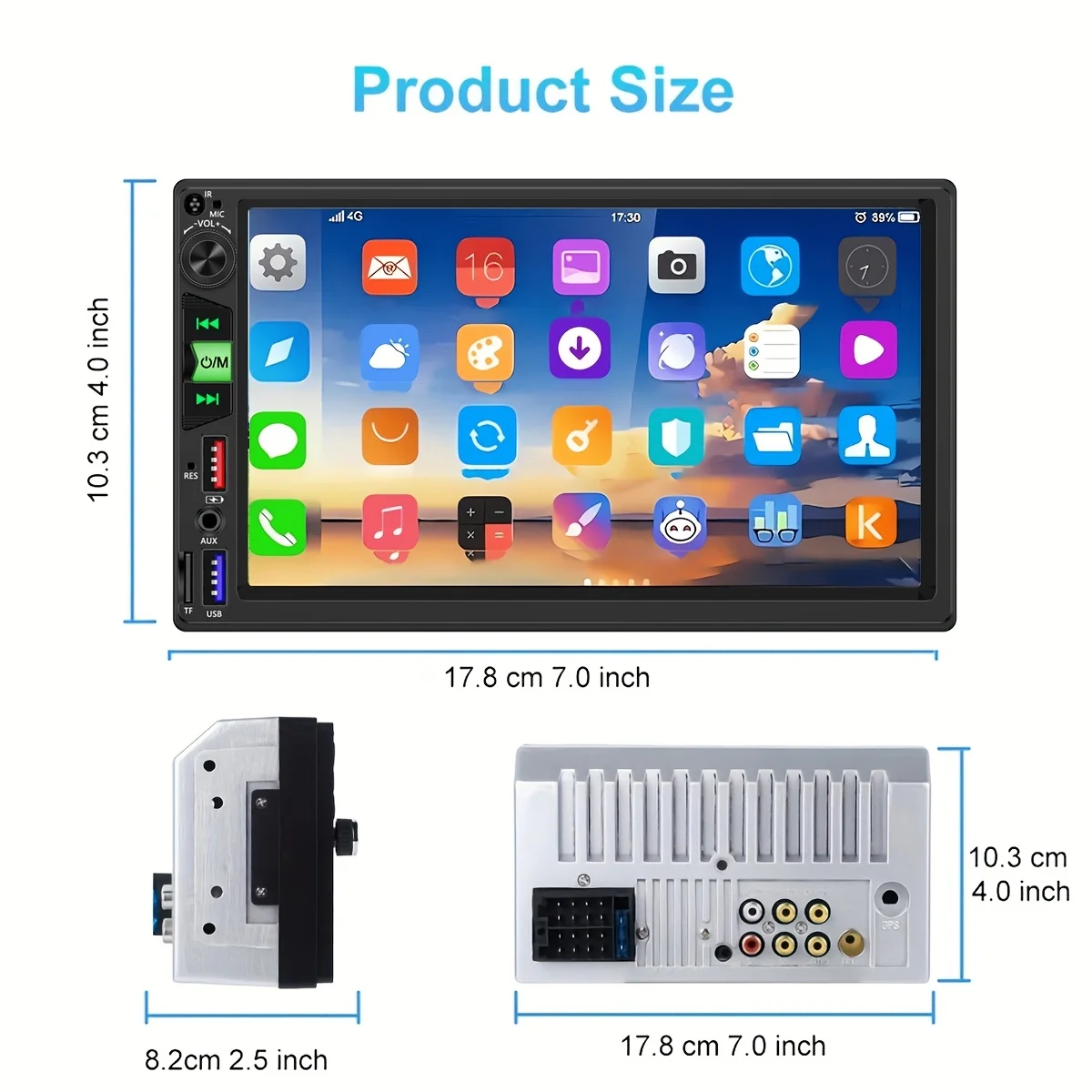 7-Inch HD Double Din Car Stereo Radio MP5 Player Support Mirror Link B-T Touch Screen USB TF FM AUX