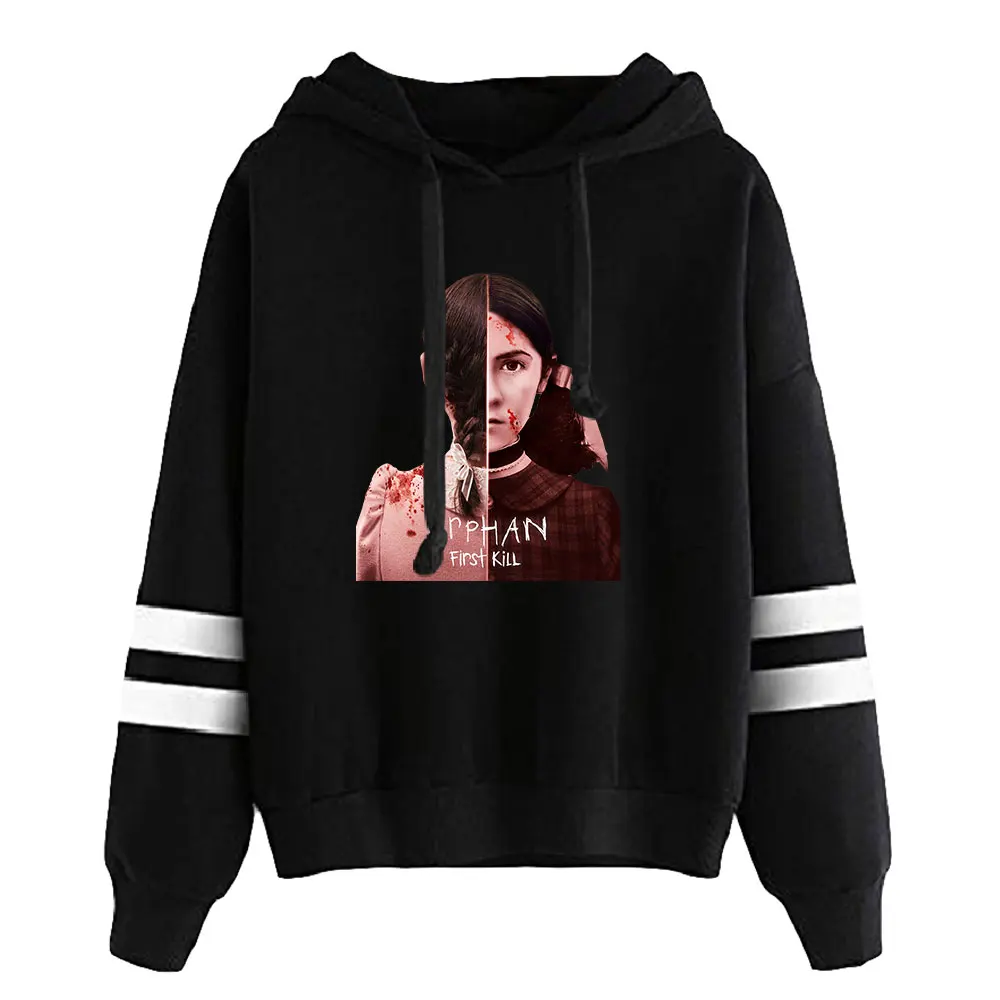 Orphan First Kill Sweatshirt lengan bar paralel uniseks baju Hoodie Pria Wanita pakaian film horor Amerika