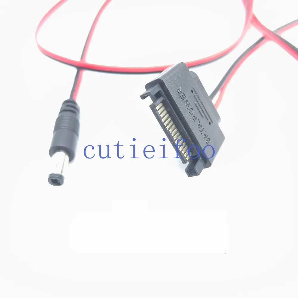 SATA-Stromversorgung auf DC 5,5/2,5 5,5 mm x 2,5 mm Stecker, Konverter-Adapter, Netzteilkabel, 12 V, 5 A, 20 AWG, Draht 1 m – Detail 2