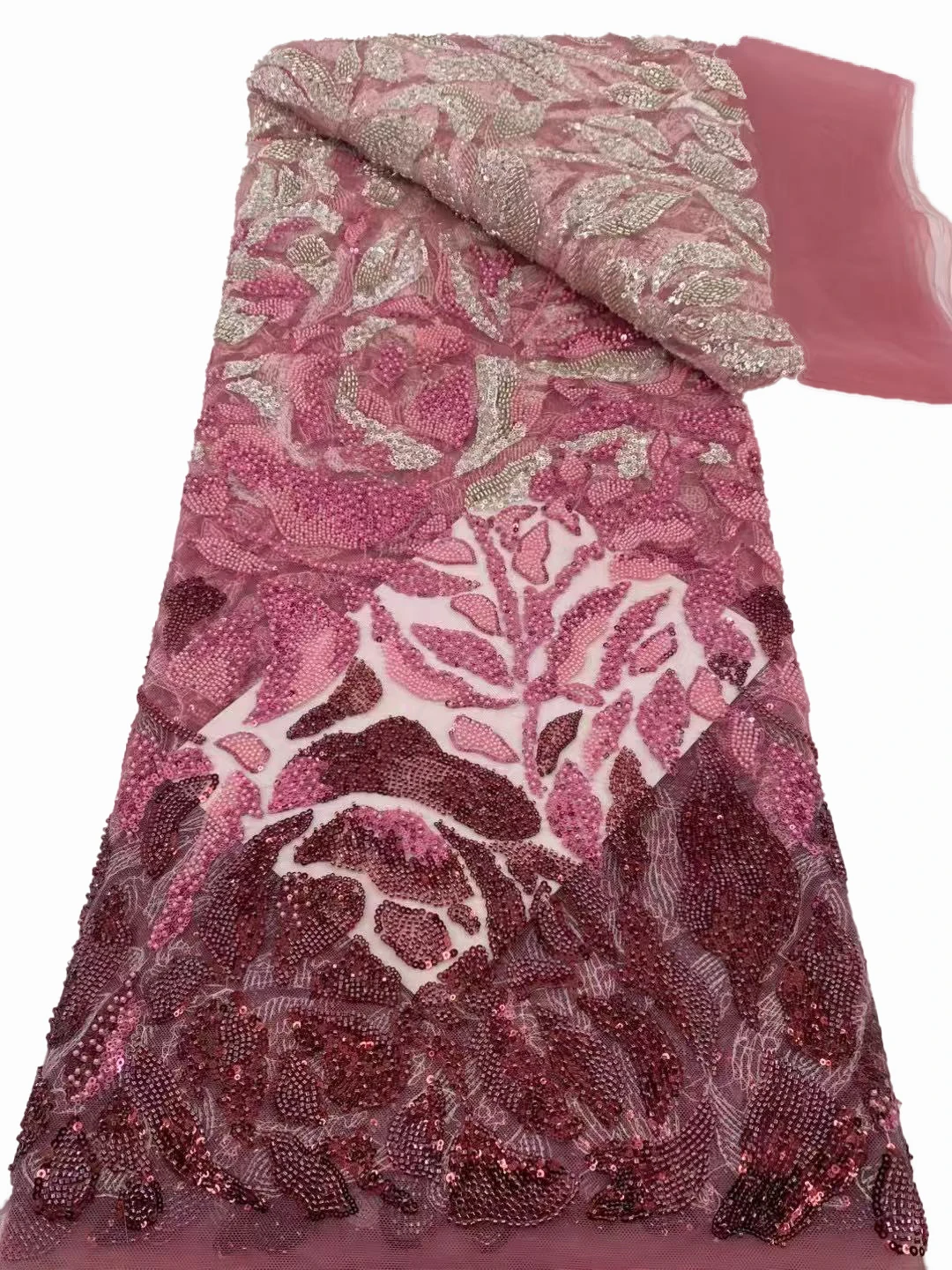 

Bead tube sequins large flower embroidery sequins bead tube fabric, high-end dress dress stage clothing fabrics