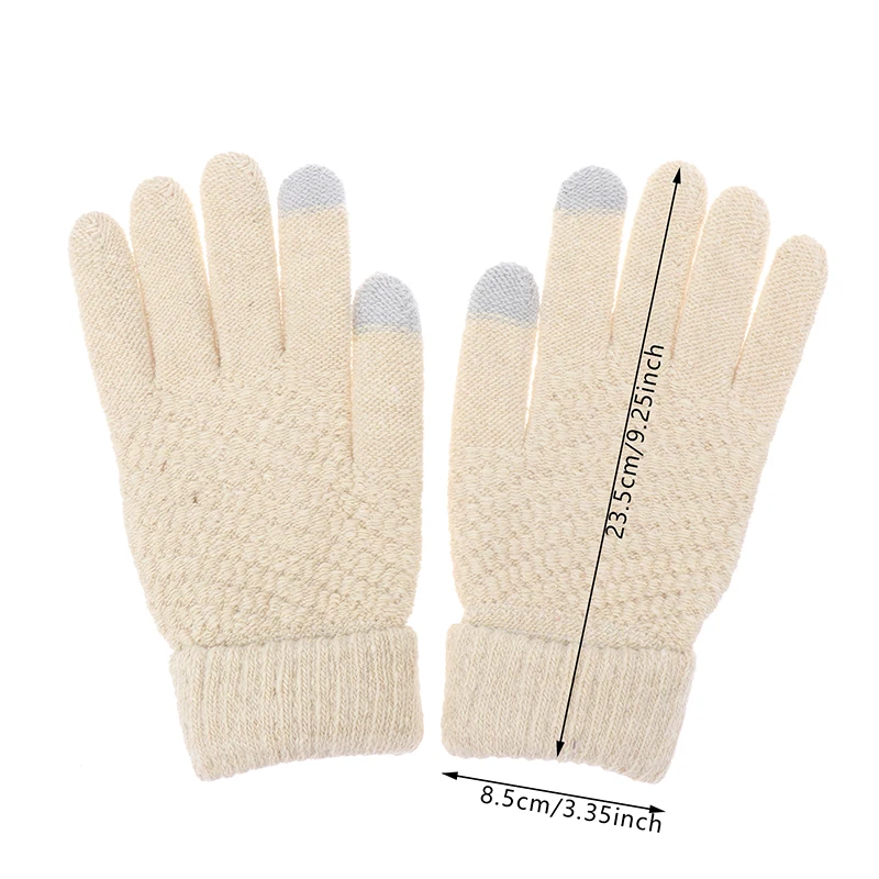 1Pair Fashion Knitting Women Men Winter Cold Protection Double-layer Thickening Warm Touch Screen Knitted Gloves