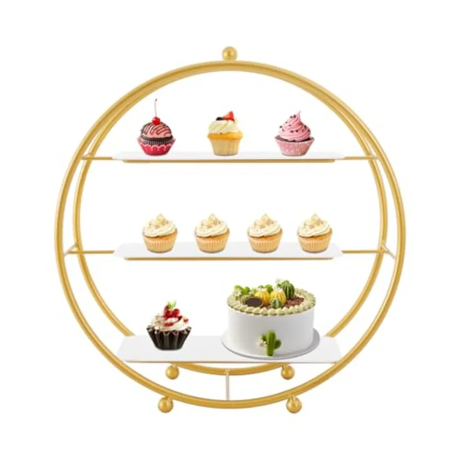 

2 Pcs Cage Cupcake Stand, 3 Tier Gold Tiered Cupcake Stand 17 Tall Double Circles Dessert Cupcake Holder Display Stands Treat S