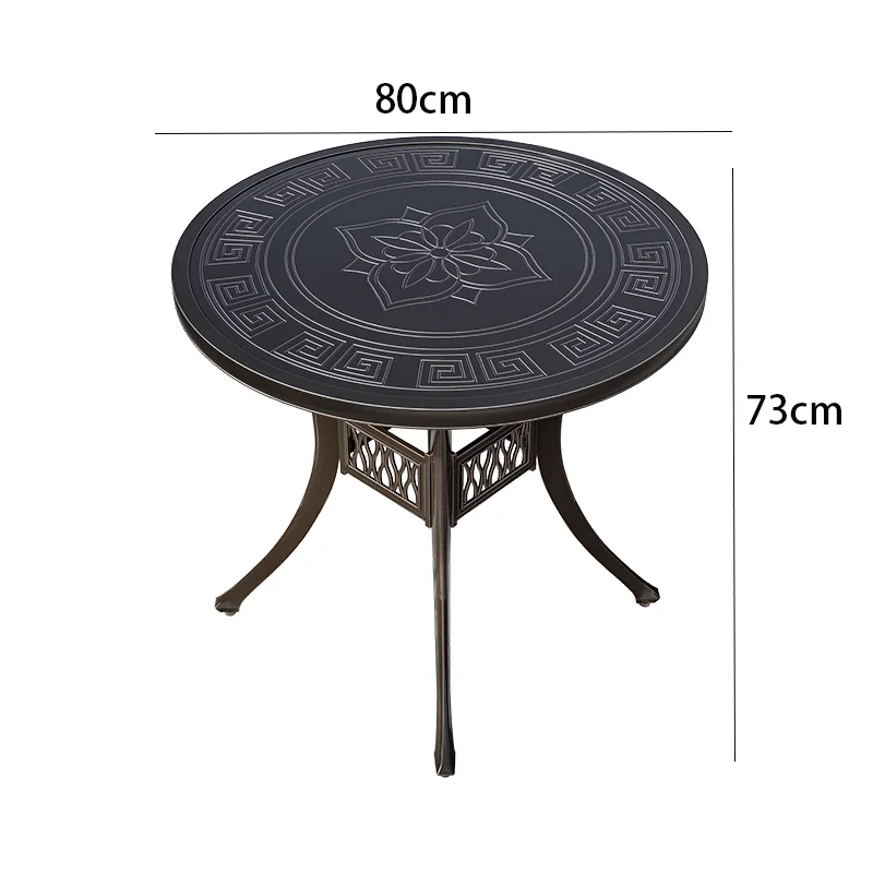 Outdoor Cast Aluminum Table And Chairs 80cm Luxury Aluminum Dining Table Courtyard Garden Hotel Urniture Waterproof Rustproof