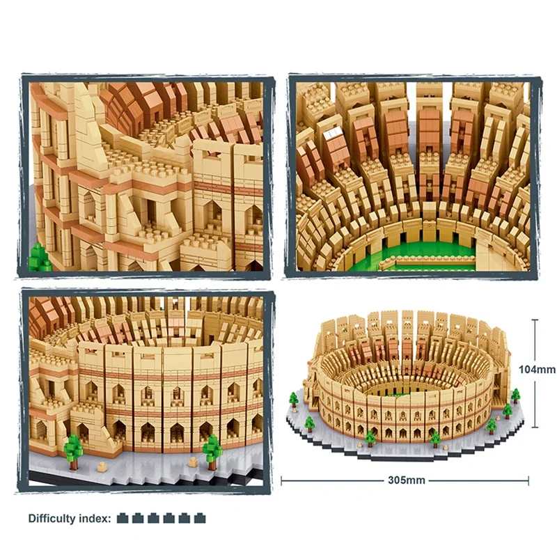 KNEW BUILT ยูโร constrution Roma colosseum Micro MINI บล็อกตัวต่อสำหรับผู้ใหญ่ของเล่นเด็กชุด Arc Triomphe Louvre Big Ben Brick