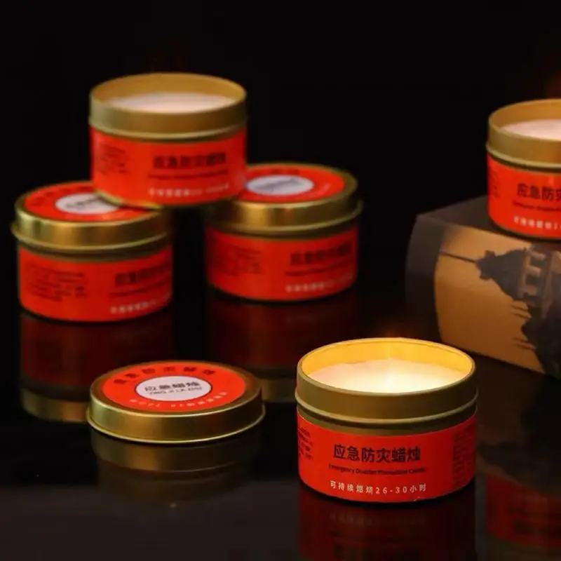 Image 4: Bougie de survie 30 heures, sans odeur, respectueuse de l'environnement, avec couvercle, pièces de rechange pour la maison, bougies de survie d'urgence à longue combustion