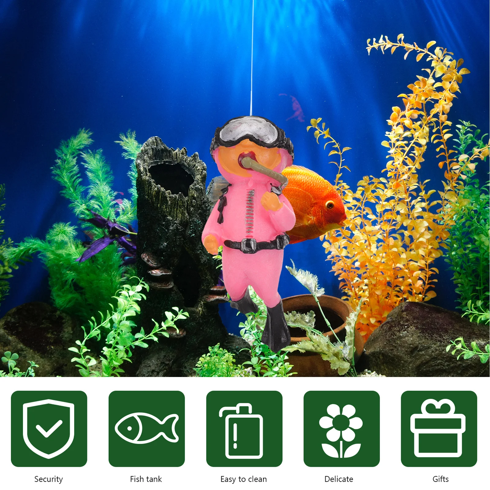 

2pcs Fish Tank Decorations Scuba Diver Small Aquarium Ornaments Floating Tropical Accessories Underwater Landscape DIY