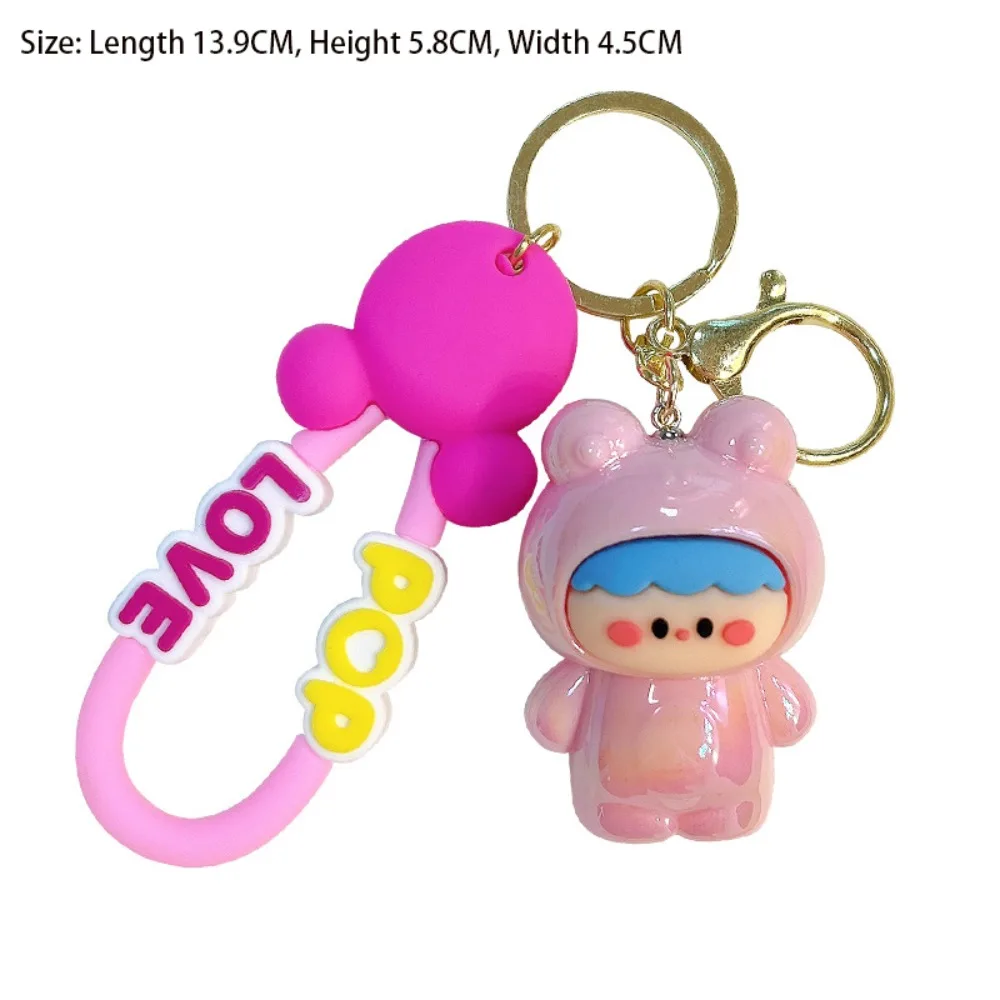 Cute Cartoon Keychain Pop Mart Series Glitter Car Keyring Bag Pendant Macaron Color Car Doll Bag Pendant Keyring Bag Accessories