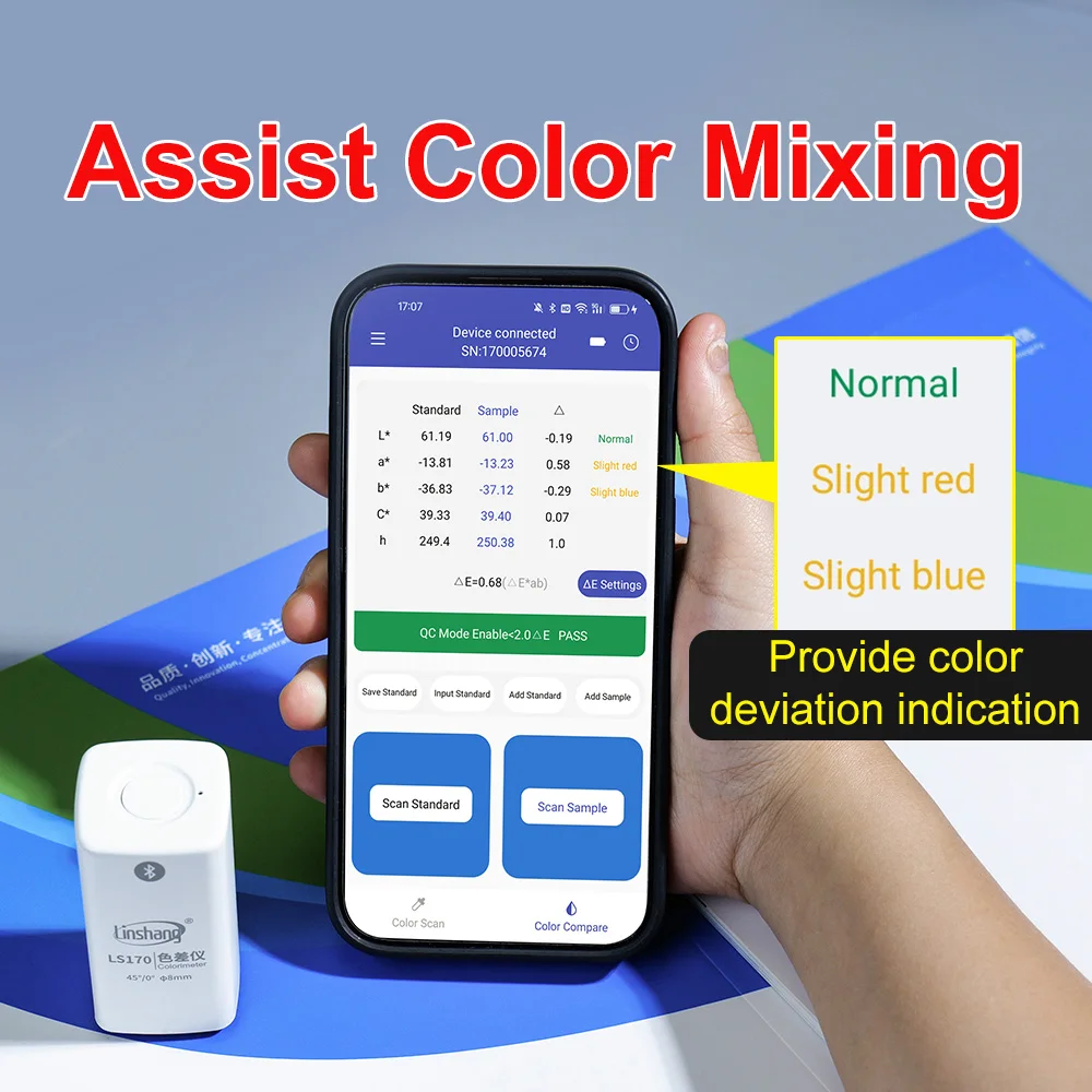 مقياس الألوان الرقمي المحمول جهاز قياس ألوان الجيب مختبر CMYK لطباعة التغليف منخفضة التكلفة LS170 45/0