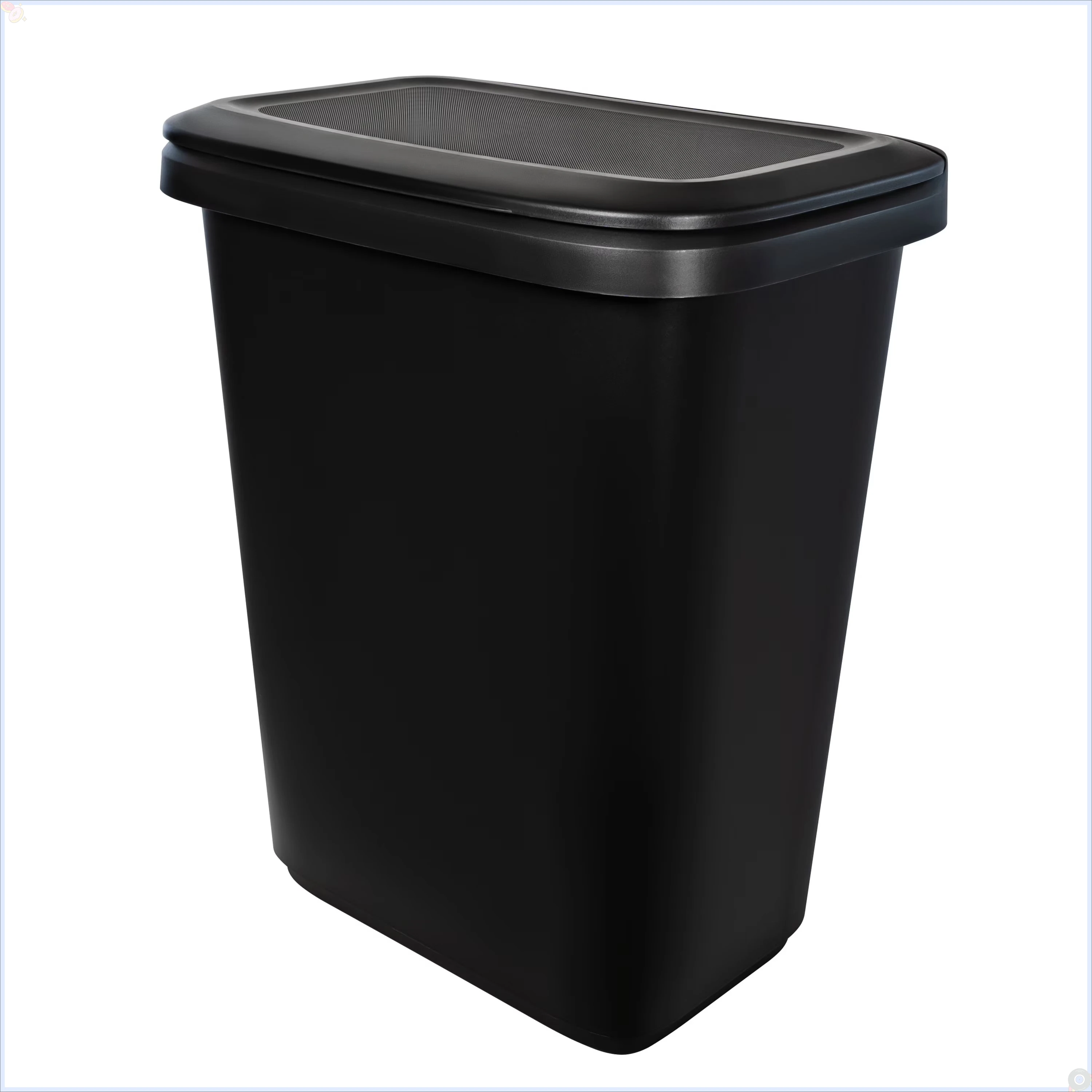 

Kitchen trash can, 20.4 gallon plastic recyclable double compartment trash can with flip-top lid, black.